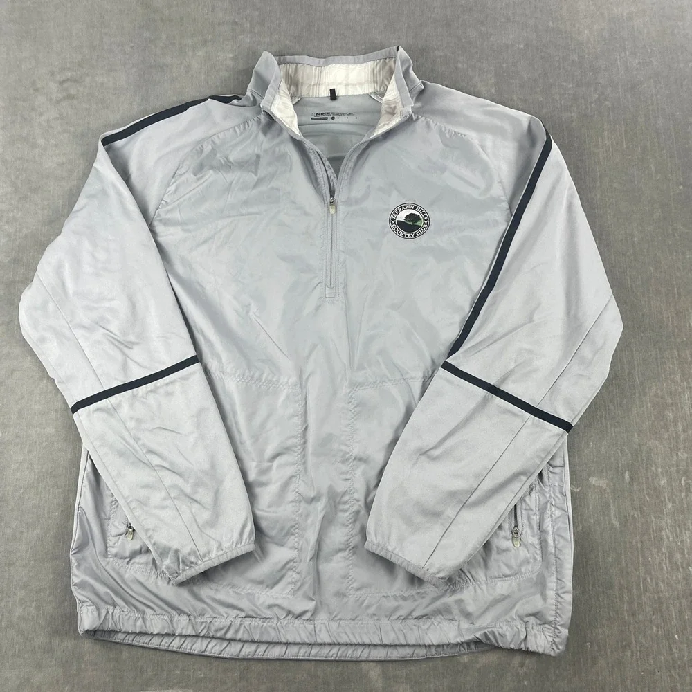 Nike Golf Men L Gray 1/4 Zip Pullover Windbreaker Terrapin Hills CC